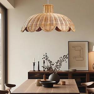 Rattan Pendant <b>Light</b> E27 Round Single-head Chandelier For <b>Dining</b> Table Bar Counter Bedroom Tea Room - Product Image 5