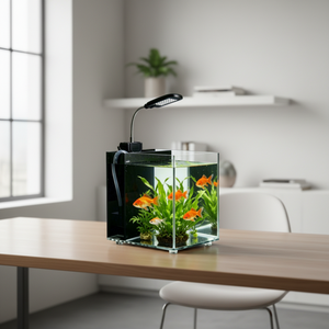 <span class=keywords><strong>Acquario</strong></span> da Tavolo Personalizzato in Acrilico Trasparente, Piccolo <span class=keywords><strong>Acquario</strong></span> Quadrato con Luce LED e Filtro <span class=keywords><strong>per</strong></span> <span class=keywords><strong>Pesci</strong></span> Betta e Decorazione Casa - Product Image 4