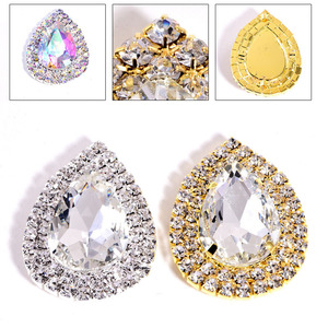 Broche Qiao en cristal œil de cheval rond et goutte d'eau, avec griffes ovales, strass et épingle, accessoire de mode pour corsage - Product Image 5