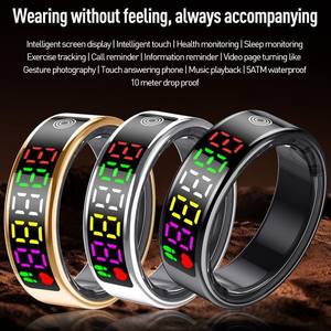 디스플레이가 있는 스마트 링 R9 플러스 방수 터치 LED 디스플레이 심박수 스마트 피트니스 트래커 링 제조업체 - Product Image 3