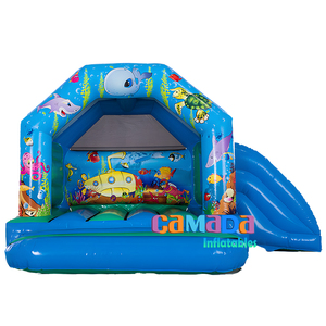 Pequeños castillos hinchables inflables con tobogán para niños Jumping Bouncer House Combo con payasos - Product Image 4