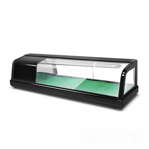 Commercial Refrigerated Display Case For Sushi And Salmon With Glass Door Led Lighting Adjustable Shelves Auto Defrost - Product Image 1