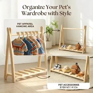 Estante de almacenamiento de ropa y sombreros de madera para niños, organizador plegable de ropa para mascotas (gatos y perros) para dormitorio. - Product Image 4