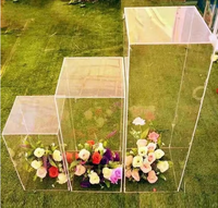 Table de scène de fête de mariage centres de table toile de fond acrylique Transparent route plomb cristal pliant colonne fleur support décorations