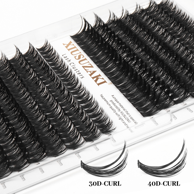 XIUSUZAKI Diy Segment Lash Extension Kit Private Label Natural Pre Cut Volume Individual Eyelash Cluster Lashes Kit Wholesale
