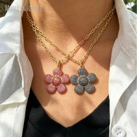PM62369 Charmes mignons en forme de fleurs, pendentifs, pierres précieuses colorées éblouissantes, micro-pavé de zircon cubique, accessoires de bijoux