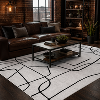 Tapis à lignes abstraites effet soie 6 pieds x 9 pieds, grand tapis de luxe résistant aux taches, tapis de salon moderne, sur mesure