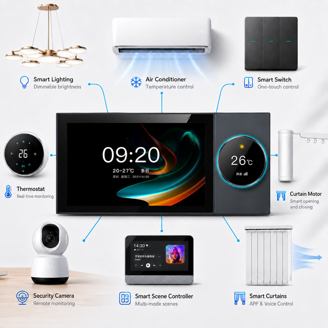 Tuya F6 Home Audio Wall Amplifier Smart Switch Panel Electric Power App Remote Control Built-in Zigbee Gateway Wi-Fi Touchscreen