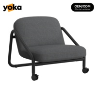 Fauteuil de loisirs en structure acier mobile avec coussin moelleux, fauteuil roulant pour salon et espaces publics