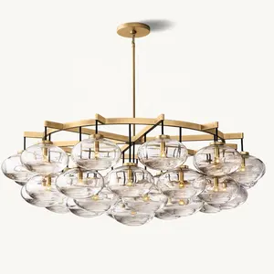 Industrial Style Oval Glass Ball Lampshade Chandelier Ceiling Light Fixture For Living Dining Room Bedroom Kitchen Island Foyer