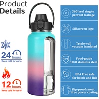 Botella de Agua Deportiva Aislada de Acero Inoxidable 304 con Logotipo Personalizado, Termo de Vacío de Grado Alimenticio, Boca Ancha a Prueba de Fugas, 32 oz, para Gimnasio y Actividades al Aire Libre