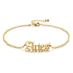 Bracelets de cheville en acier inoxydable plaqué or 18 carats, bijoux de pied, horoscope astrologique du zodiaque, 12 signes du zodiaque pour femmes - Product Image 4