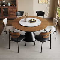 Table à manger moderne minimaliste de luxe en bois massif, rotative, écologique, style rustique, pieds en métal, pour hôtel, restaurant, meubles de maison