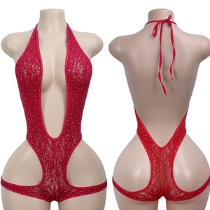 Tenue de pole dance en strass, tenue de strip-teaseuse, vêtements de danse exotique, tenues de club en résille pour femmes, sexy - Product Image 2