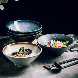 Nhật bản mộc mạc 4.5/7/8 & 9 inch màu đen gốm Ramen Bát súp nhà hàng Đồ đá phục vụ bát cho các bên & mì - Product Image 1