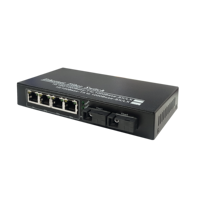 Conmutador de Red Gigabit de Venta Caliente de Fábrica, 2 Fibra, 4 RJ45, Transceptor Óptico, Convertidor de Medios BIDI 20KM, Conmutador Ethernet PoE Gigabit