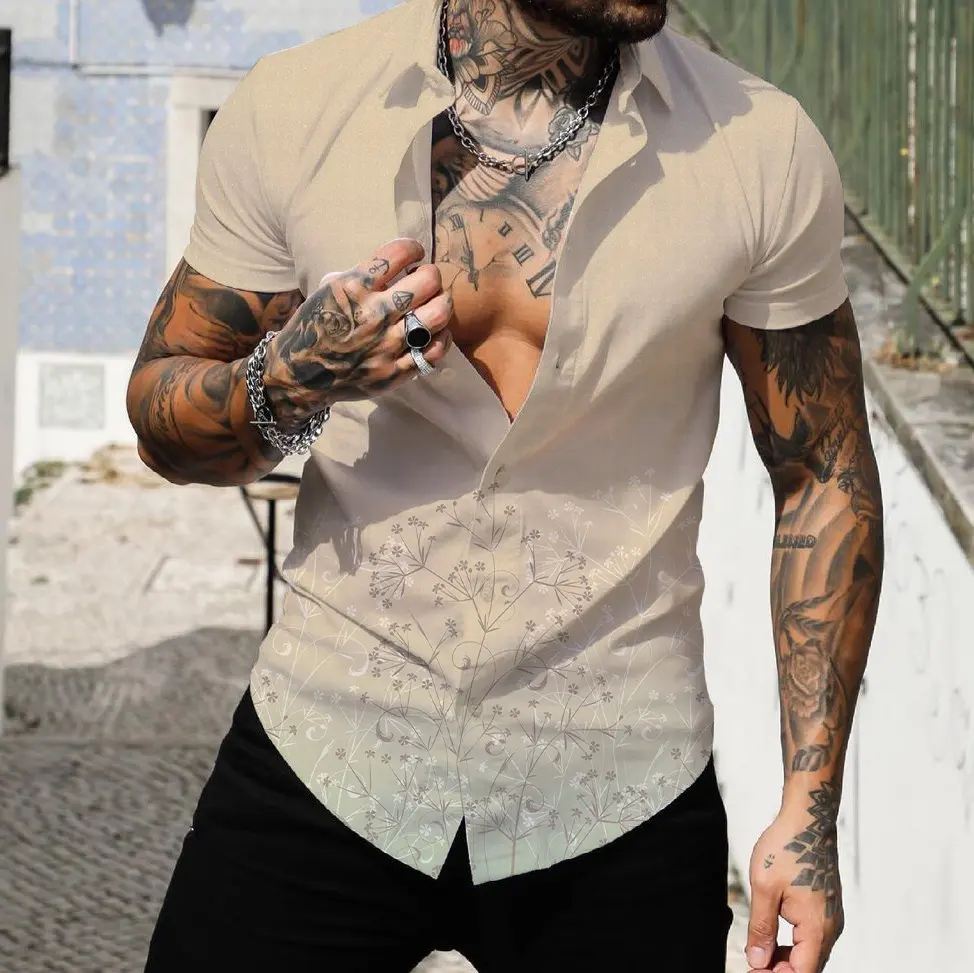 Polos d'été tactiques à manches courtes avec sublimation Chemise hawaïenne pour hommes