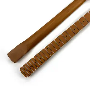 22品9.5英寸半径染色烤枫木ST左手吉他琴颈，带42毫米骨螺母，用于电吉他建筑