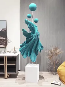 ของตกแต่งบ้าน ของตกแต่งสำนักงาน ของตกแต่งบ้านขนาดใหญ่ ขายดี รูปปลาต่อสู้ หรูหรา วางบนพื้น - Product Image 3