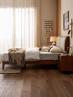 Lit en bois massif de style nordique moderne pour hôtel et maison, avec oreiller moelleux, en bois dur de haute qualité