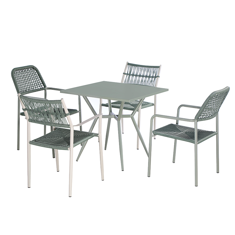 Outdoor Furniture Decoration Rectangle Table Chair Rattan Wicker Minimalist Design Garden Set for Home and Garden