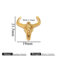 SC vente en gros Vintage tête de taureau bricolage breloque en acier inoxydable bijoux accessoire or argent géométrique corne de taureau pendentifs pour hommes