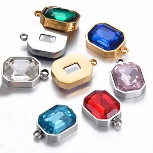 Stainless Steel Base Metal Glass Crystal Pendant For Necklace DIY Glass Crystal Charm Jewelry