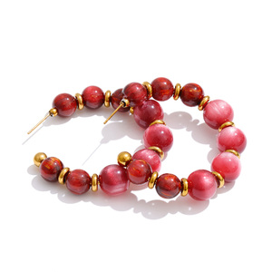 JINYOU 1903 New Arrivals Aço Inoxidável Banhado A Ouro Multicolor Acrílico Beads Hoop Brincos com Estilo das Mulheres - Product Image 1