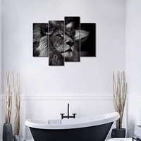 Portrait de tête de Lion noir et blanc, peinture d'art mural, images imprimées sur toile, Animal