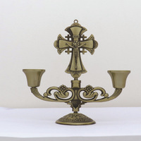 Chandelier Crucifix en Bronze Couleur Anti-Argent, Artisanat Métallique, Croix Orthodoxe Catholique, Décoration d'Autel Religieux, Cadeau