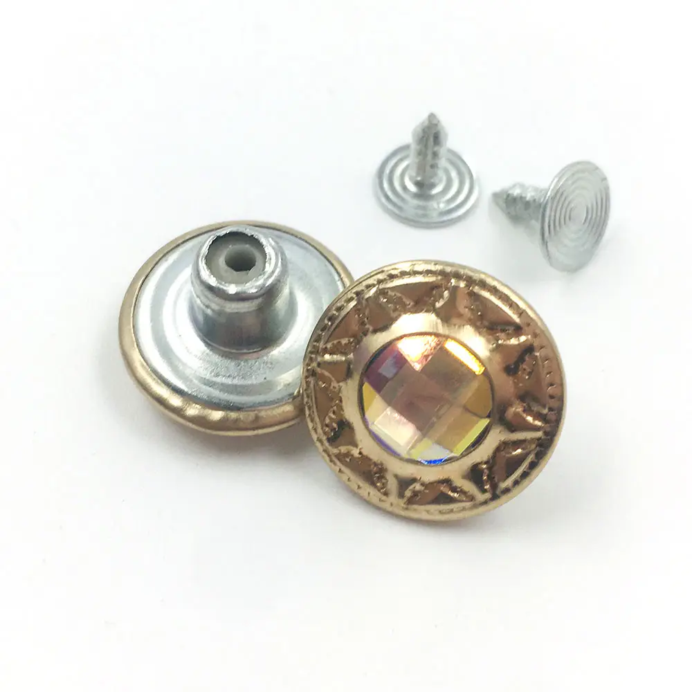 Shiny 17mm Custom Jeans Buttons Wholesale Shaped Metal Decorative Buttons Rivets For Denim Jeans