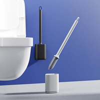 Ensemble de brosses de toilette en silicone, à fixer au mur ou à poser au sol, double usage, brosse de nettoyage pour toilettes