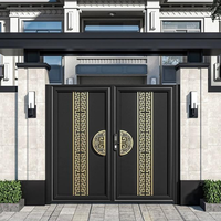 Serrure Intelligente à Empreinte Digitale Personnalisée Haut de Gamme pour Colonne Meander Gravée, Porte d'Entrée Double Battante pour Villa Moderne et Propriété