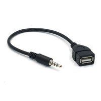 OTG-Übertragung Adapterkabel für Auto Männlich Audio AUX Jack zu USB 2.0 Typ A Weiblich 3,5 mm PVC Silber Polybag Kombination Lager 20 cm