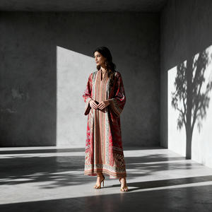 Abaya en tissu polyester imprimé de haute qualité, élégante et personnalisée, pour femmes musulmanes, robe pour occasions spéciales - Product Image 2