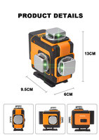 Niveau laser croisé vert industriel 16 lignes 360° à auto-nivellement, précision 3 mm, rotation 4x360, batterie 2400 mAh pour la construction