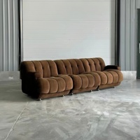Canapé modulaire en velours brun rétro design antique moyen, combinaison libre, canapé de salon pour trois personnes, appartement, canapé de détente
