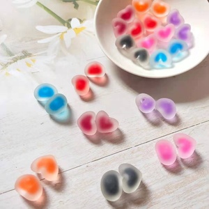 Bola de cola de goma de Color interior de un solo agujero de corazón de melocotón, accesorios de joyería de material de cuerda para el pelo de acrílico DIY - Product Image 1