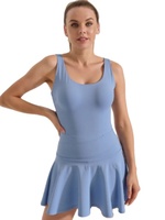 Ensemble de vêtements de sport pour femmes de haute qualité, respirant, à séchage rapide, en spandex/nylon, sans couture, col en V, sans manches, imprimé, combinaison-jupe