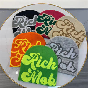 IDOIT en stock, gorros de punto de invierno Unisex, gorros multicolores "Rich <span class=keywords><strong>Mob</strong></span>", gorro de lana Y2K y sombrero de cubo - Product Image 3