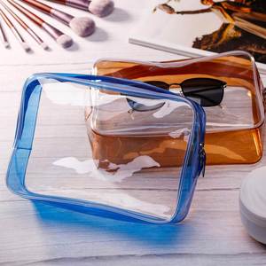 Vacation Travel Bathroom Tidy up Toiletry Transparent Pvc Zipper Portable Blue Cosmetic Bags and <b>Cases</b> - Product Image 5