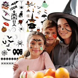 Pegatina de tatuaje para Halloween para niños, pegatinas luminosas de tatuaje temporal para cara, brazos y piernas, arte de dibujos animados