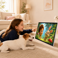 Téléviseur intelligent 27 pouces, écran LED blanc HDTV, écran tactile sans fil, moniteur portable avec support Android TV, batterie 6 heures
