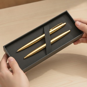 Coffret Cadeau Stylo Plaqué Or 2 Pièces : Stylo Bille et Stylo Roller Personnalisable avec Logo – Cadeau d'Affaires Exécutif - Product Image 3