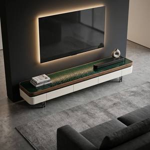 <span class=keywords><strong>Credenza</strong></span> Extra-Lunga per Intrattenimento 220cm, Pannello in Legno Finitura Noce Scuro, Arredamento Essenziale per Home Theater - Product Image 4