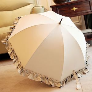 Parasol de mariage vintage en dentelle avec logo personnalisé OEM, bord festonné, poignée en bois, ouverture manuelle, pour femmes et filles - Product Image 4