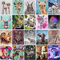 Peinture Diamant 5D Animaux DIY Girafe Lion Éléphant Faite à la Main Minimalisme Moderne Classique Peinture à l'Huile Sans Cadre Toile Lu Hua Art
