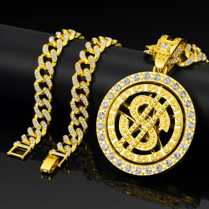 Collar con Colgante de Letra Dólar Grande Chapado en Oro Estilo Retro Hip Hop, Cadena Larga para Hombre, Time to <span class=keywords><strong>Run</strong></span> - Product Image 1