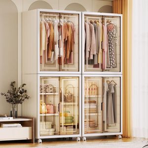 Armario Plegable Personalizado, Instalación Gratuita, Armario de Almacenamiento de Ropa para Bebés y Adultos, Plástico Transparente, Minimalista, Moderno y Sencillo - Product Image 1