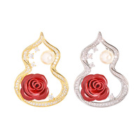 Broche XILIANGFEIZI Hulu en perles de coquillage rose, fleur creuse en zircon, décoration pour veste de costume, accessoire pour femme